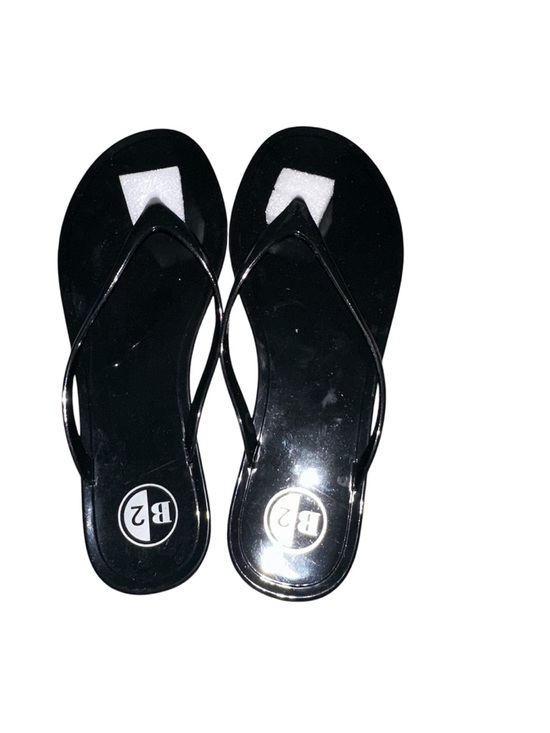 Shoes - B2 Black Glossy Thong Sandals - Women's Flip Flops